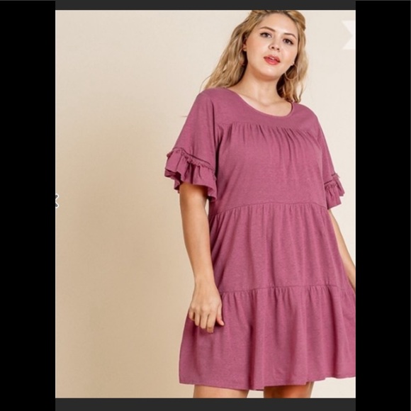 BOUTIQUE UMGEE BERRY RUFFLE TIER DRESS - Picture 2 of 7